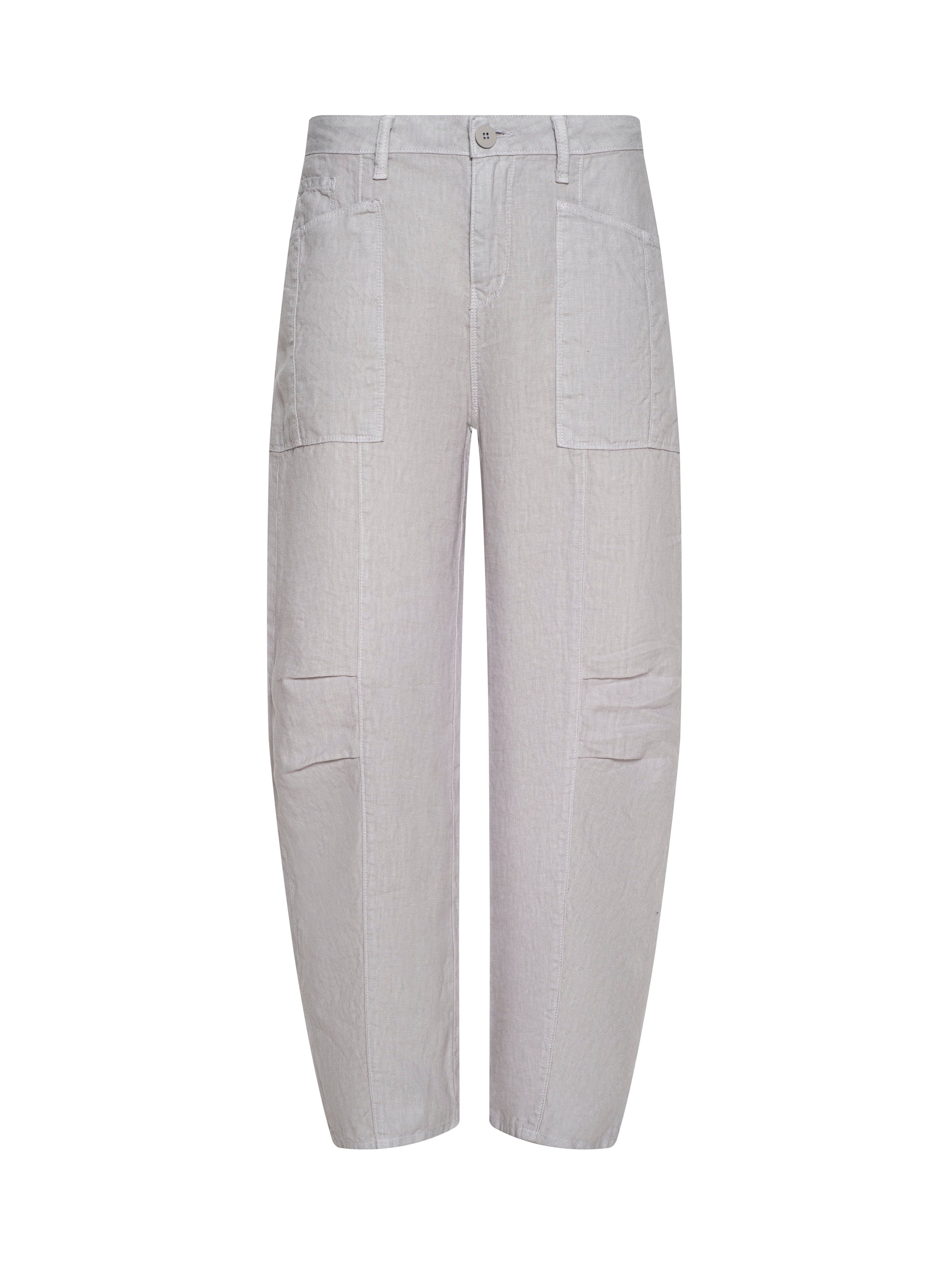 Cody Cropped Linen Pants In Light Pewter