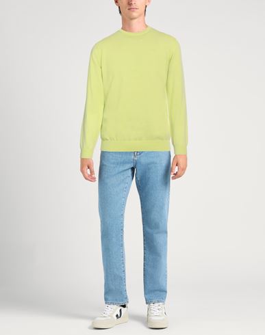 Man Sweater Lime green Size S Cotton