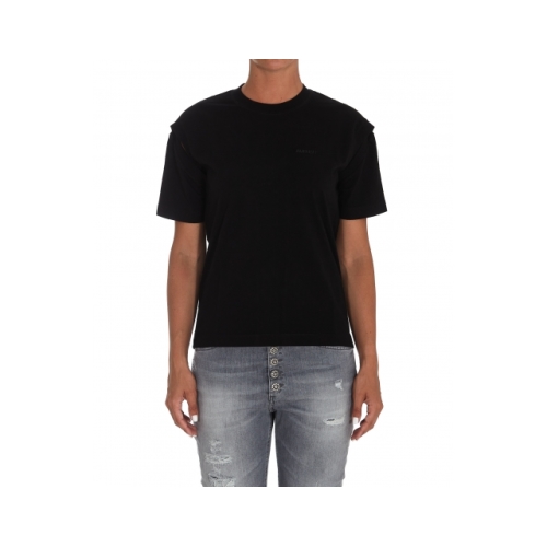 Slit-detail cotton T-shirt - Black