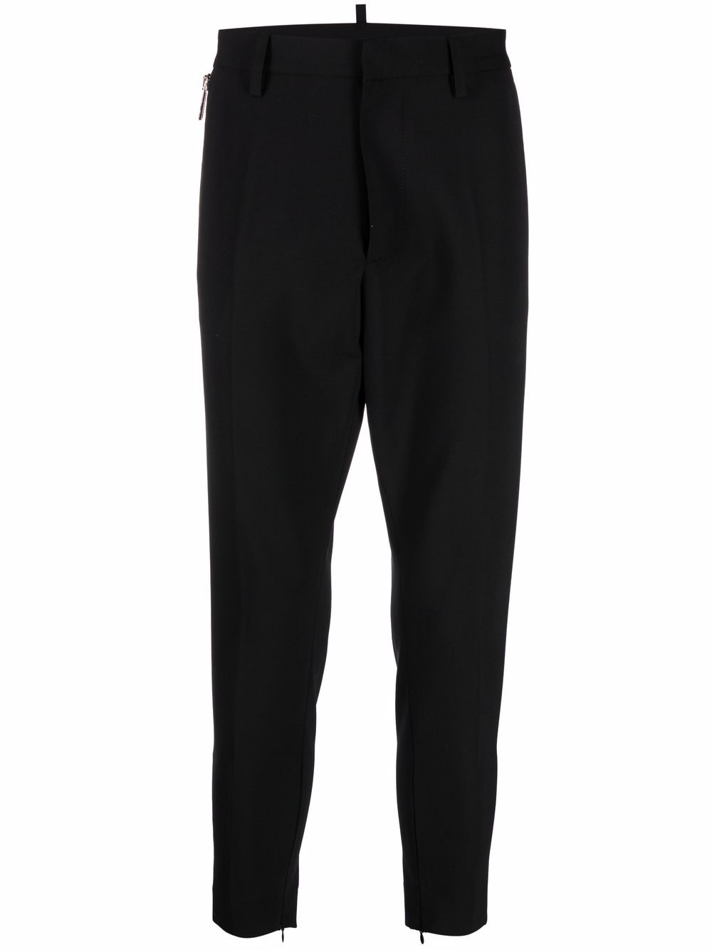 Cropped tapered-leg trousers - Black
