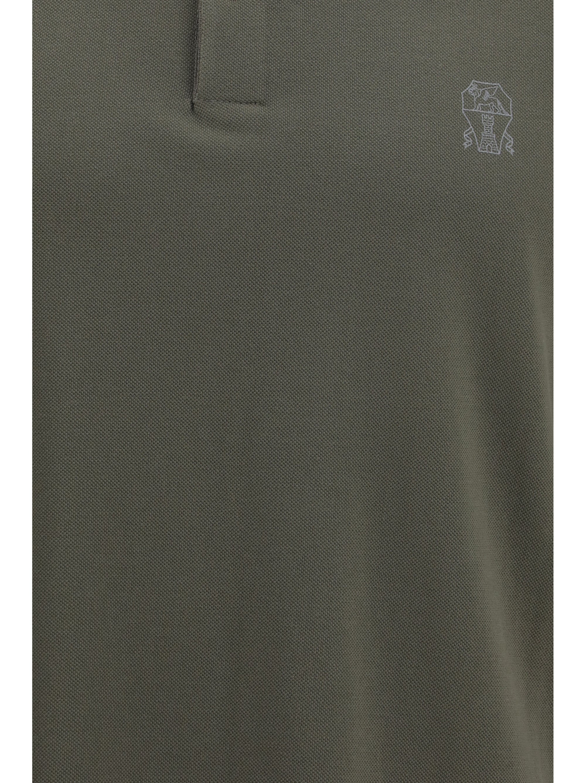 Cotton Ribbed Collar Polo Shirt — Gray