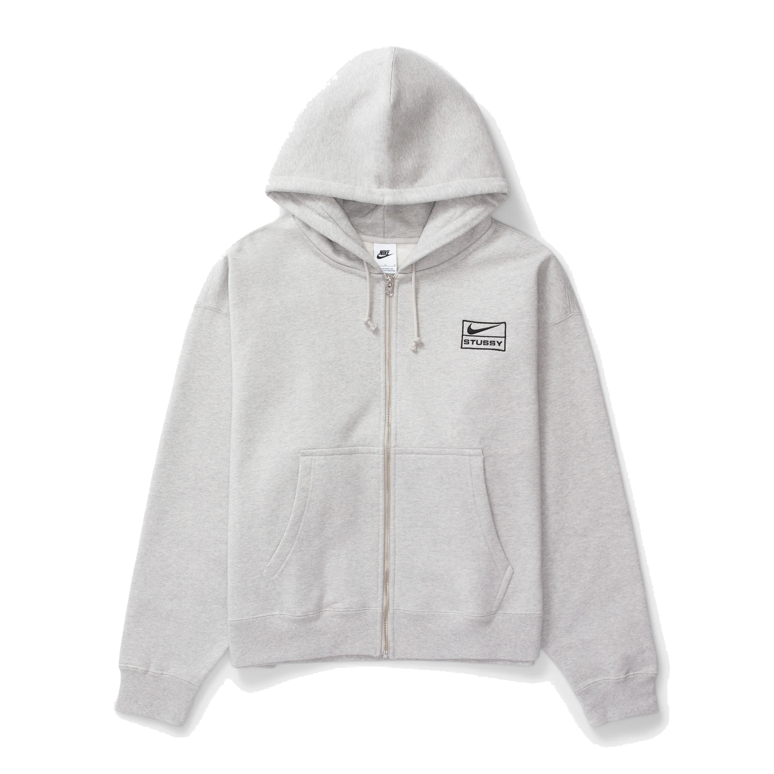 X Stussy SS24 Full-Zip Fleece Hoodie 'Grey Black'