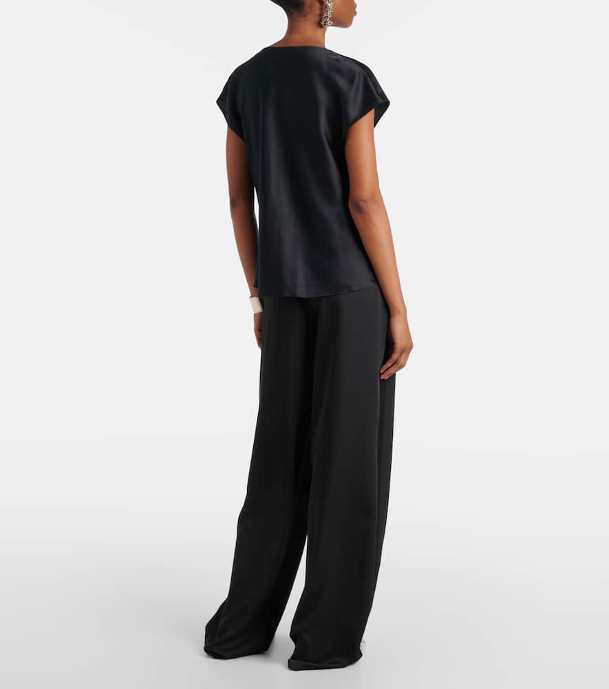 Draped silk satin top