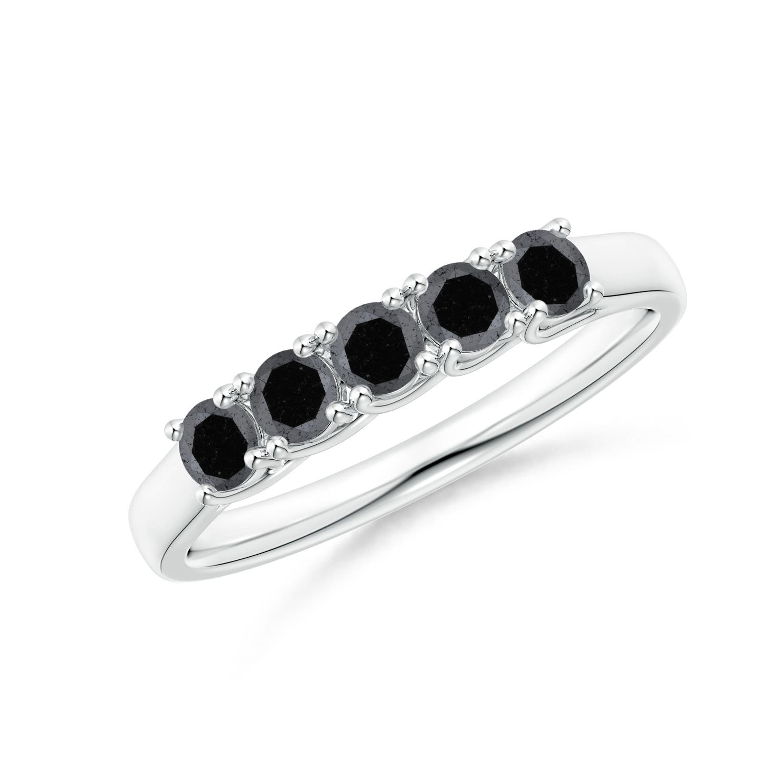 Angara 0.55 Carat Half Eternity Five Stone Enhanced Black Diamond Wedding Ring in 14K White Gold