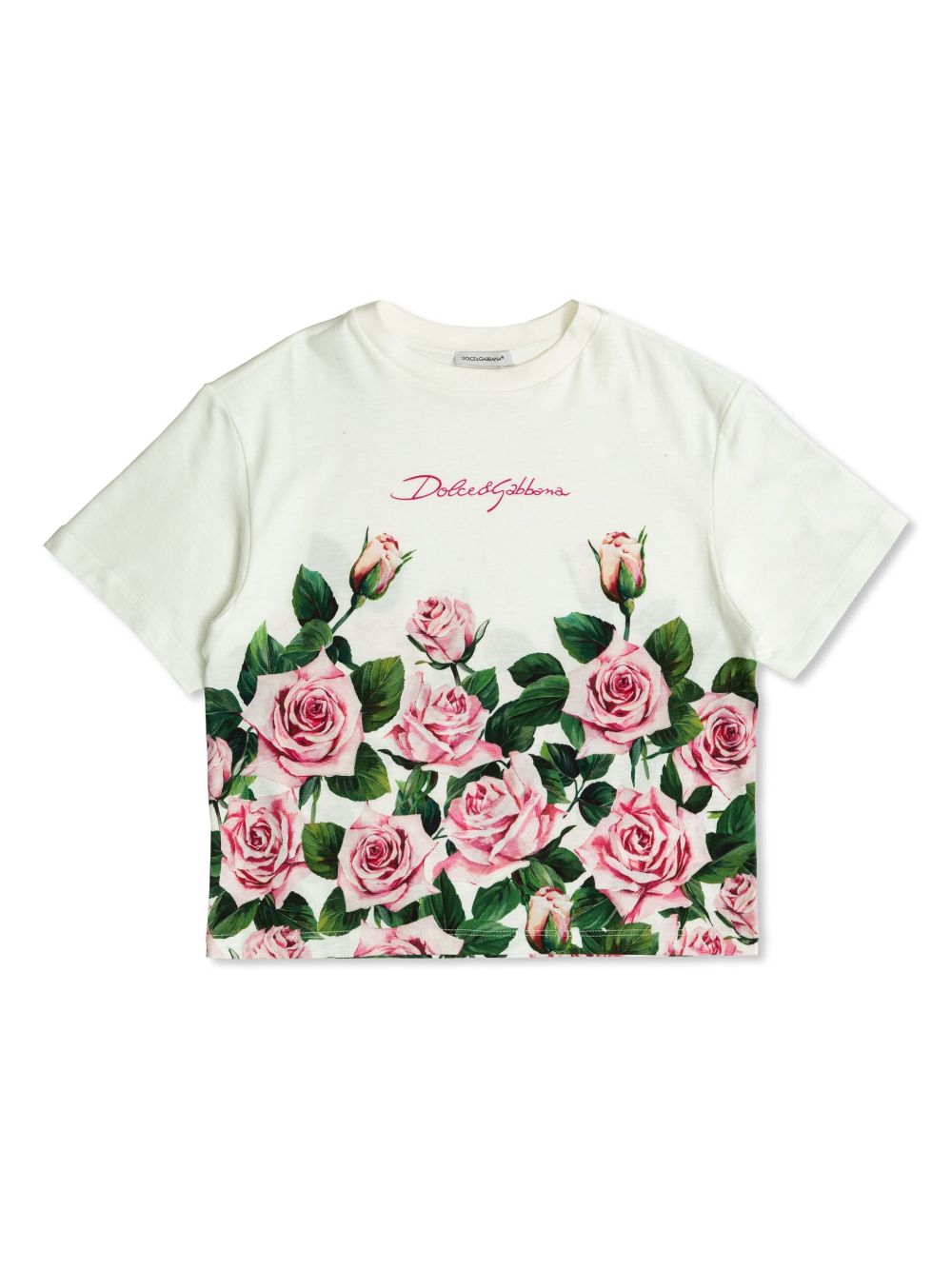Rose-print T-shirt - White