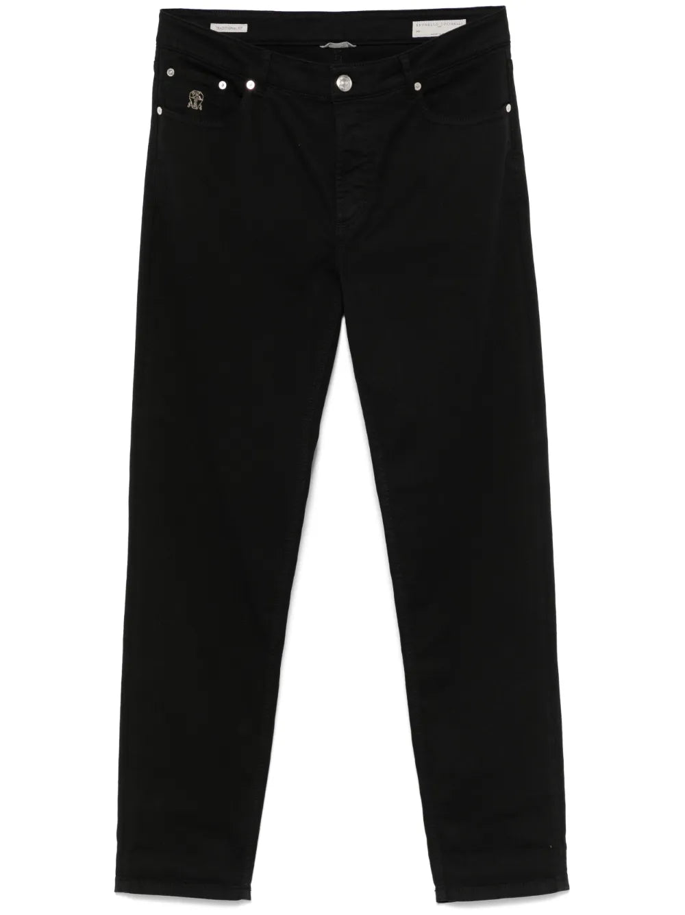 Logo-Embroidered Jeans — Black