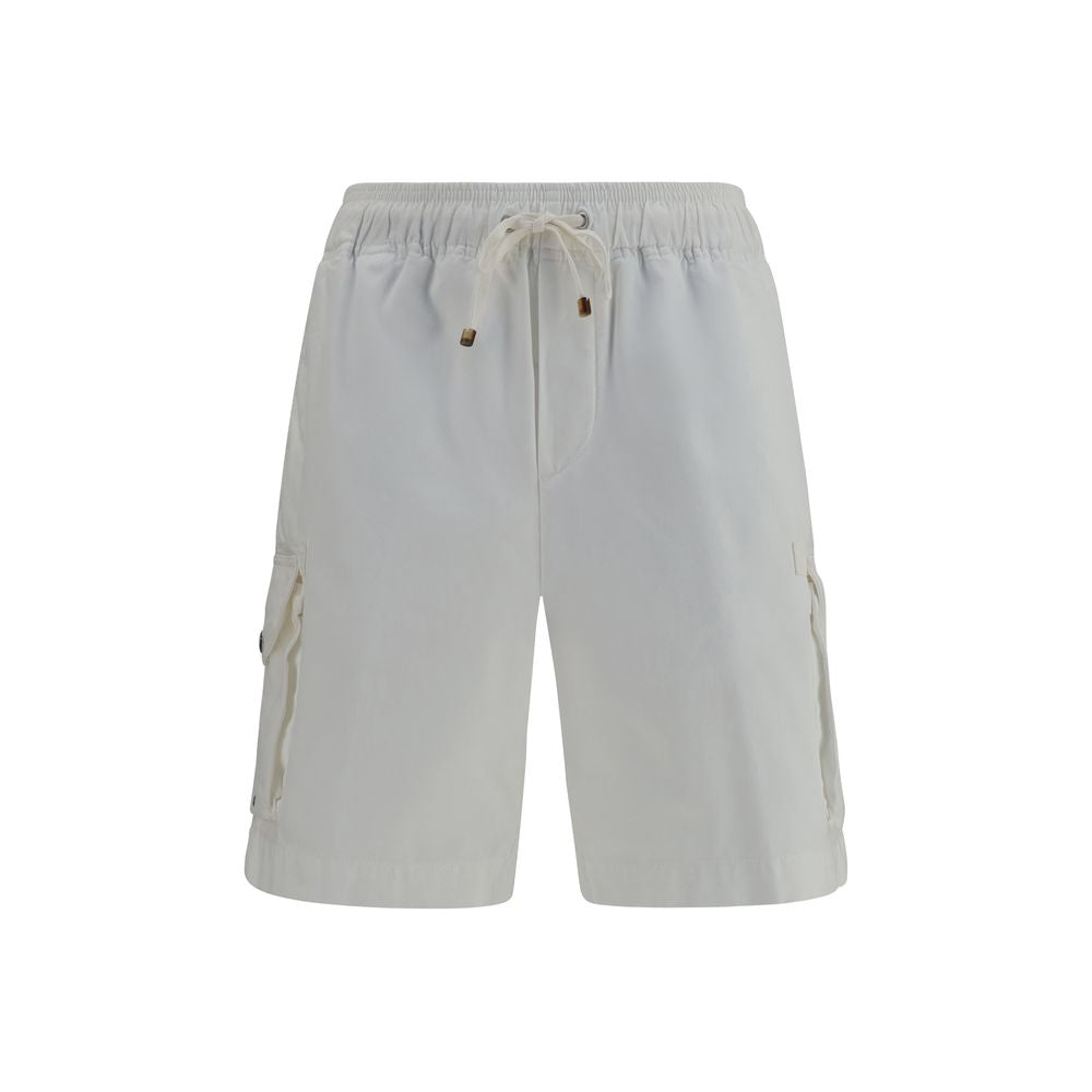 Cargo Cotton Bermuda Shorts — White