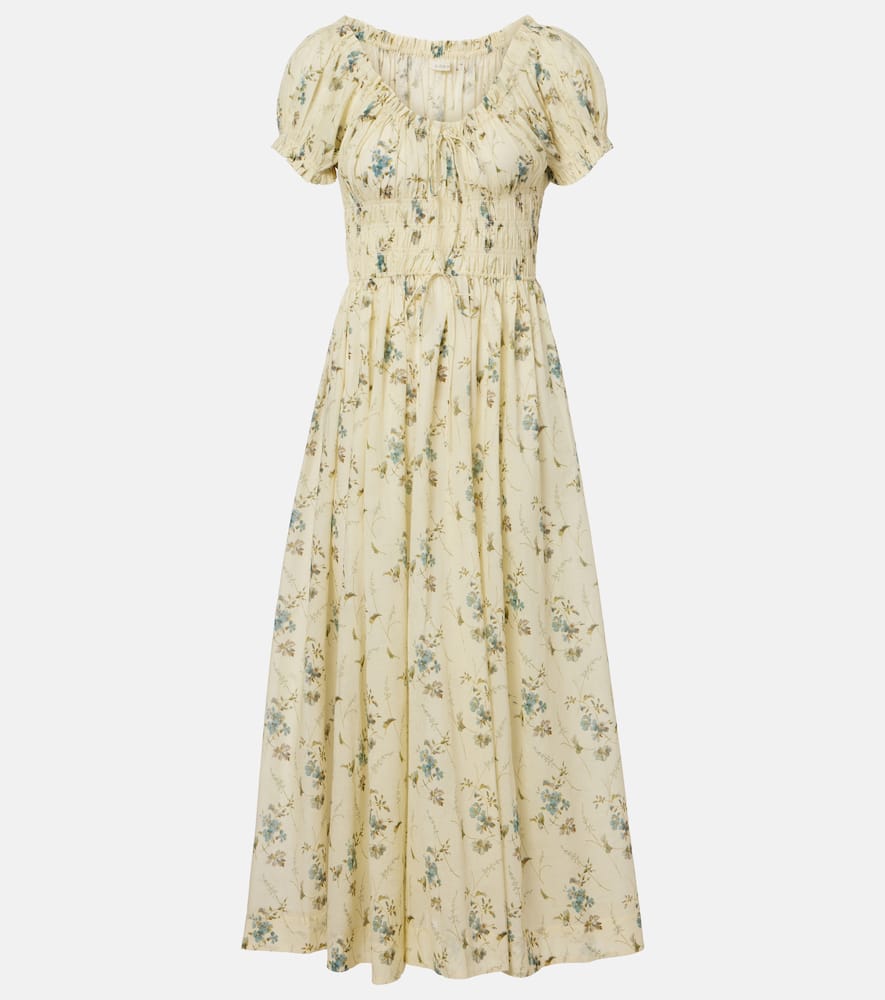 Dôen Ashlynn gathered floral cotton midi dress