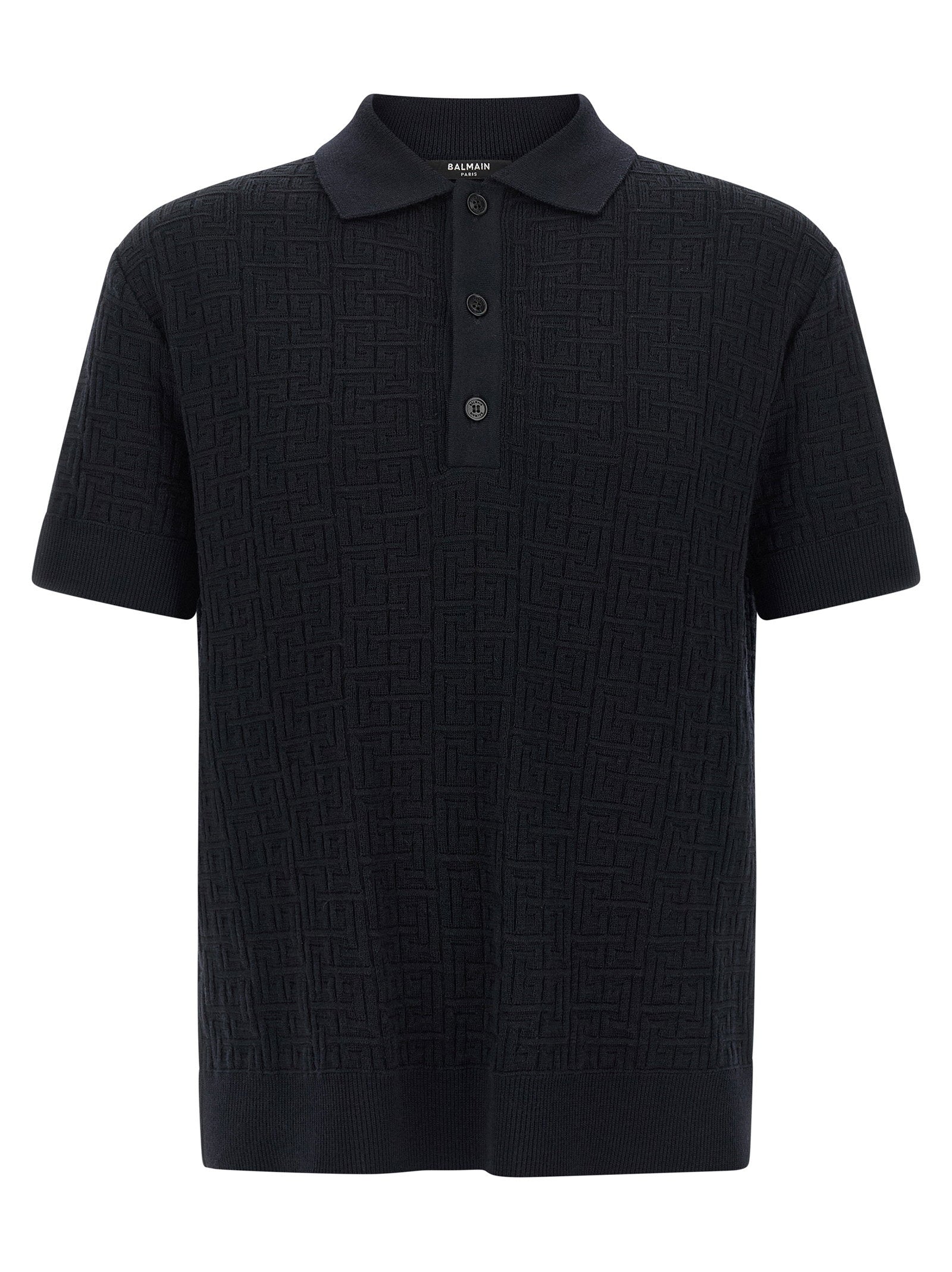 Monogram Knit Polo Shirt — Black