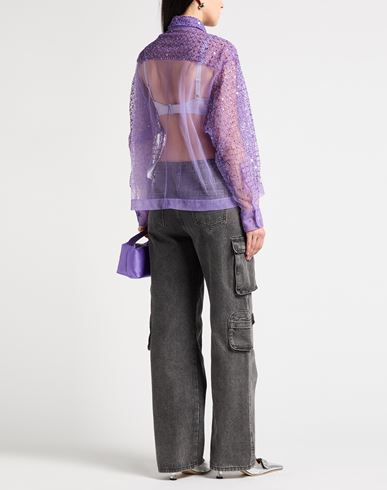 Des_phemmes Woman Shirt Purple Size 4 Nylon, Viscose, Polyester, Glass, Metal