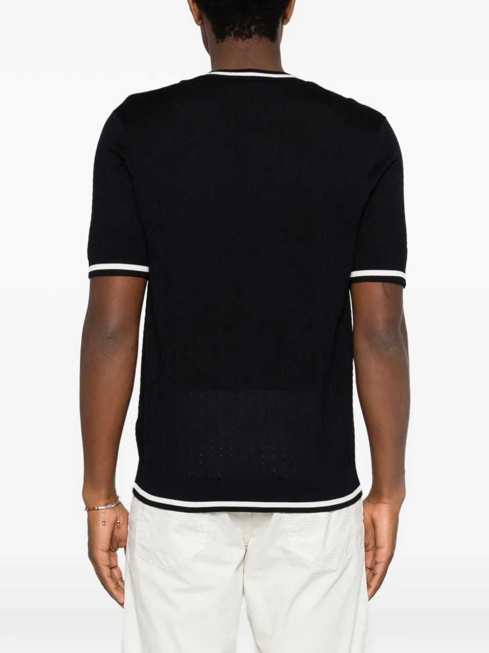 Montecore - T-shirt en maille fine avec bordure contrastée