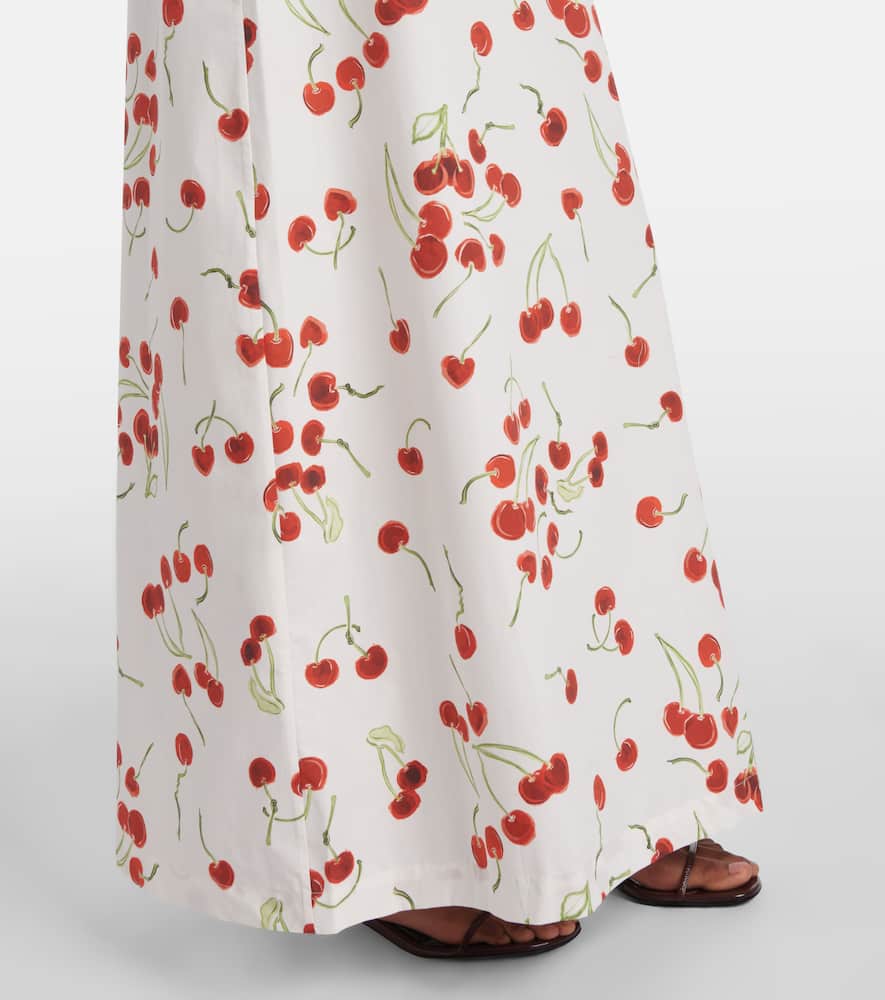 Printed cotton high-rise maxi skirt