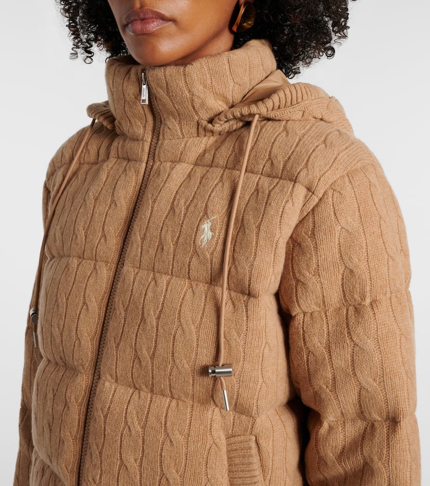Cable-knit wool and cashmere down jacket