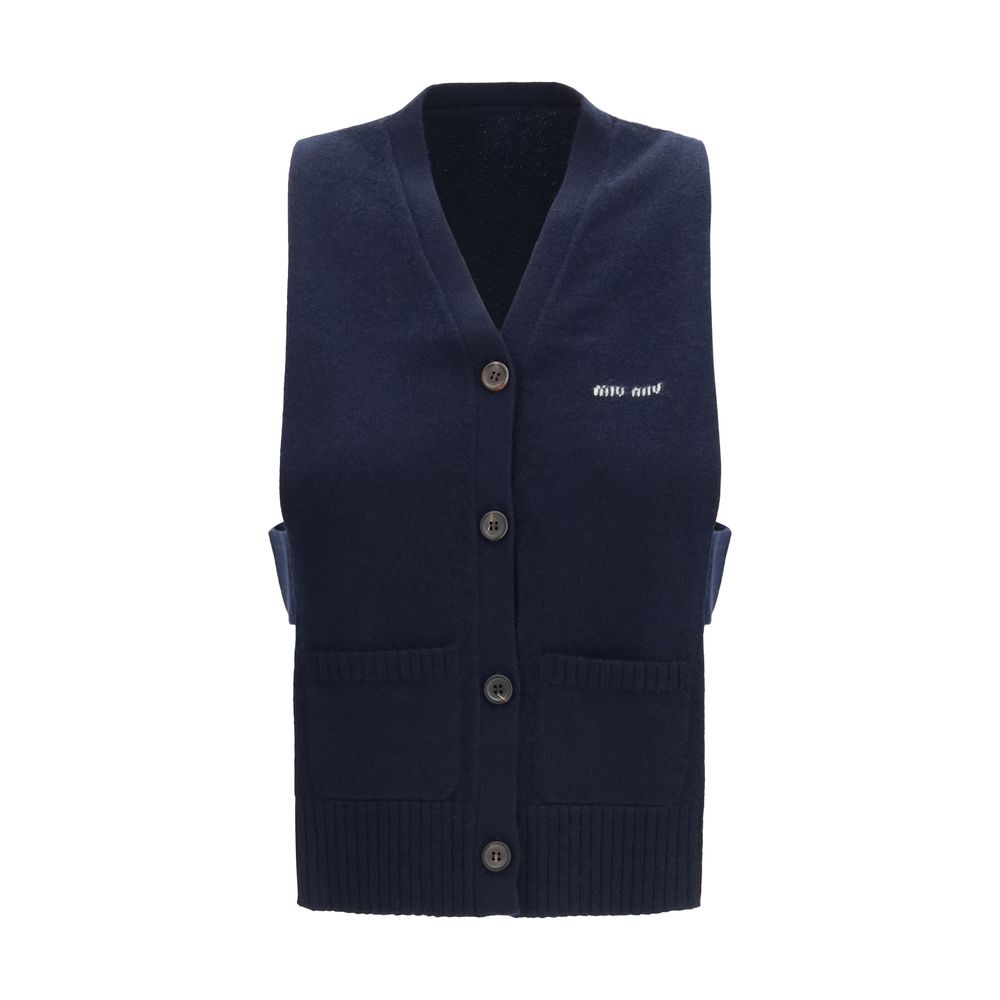 Cashmere Logo Vest — Navy