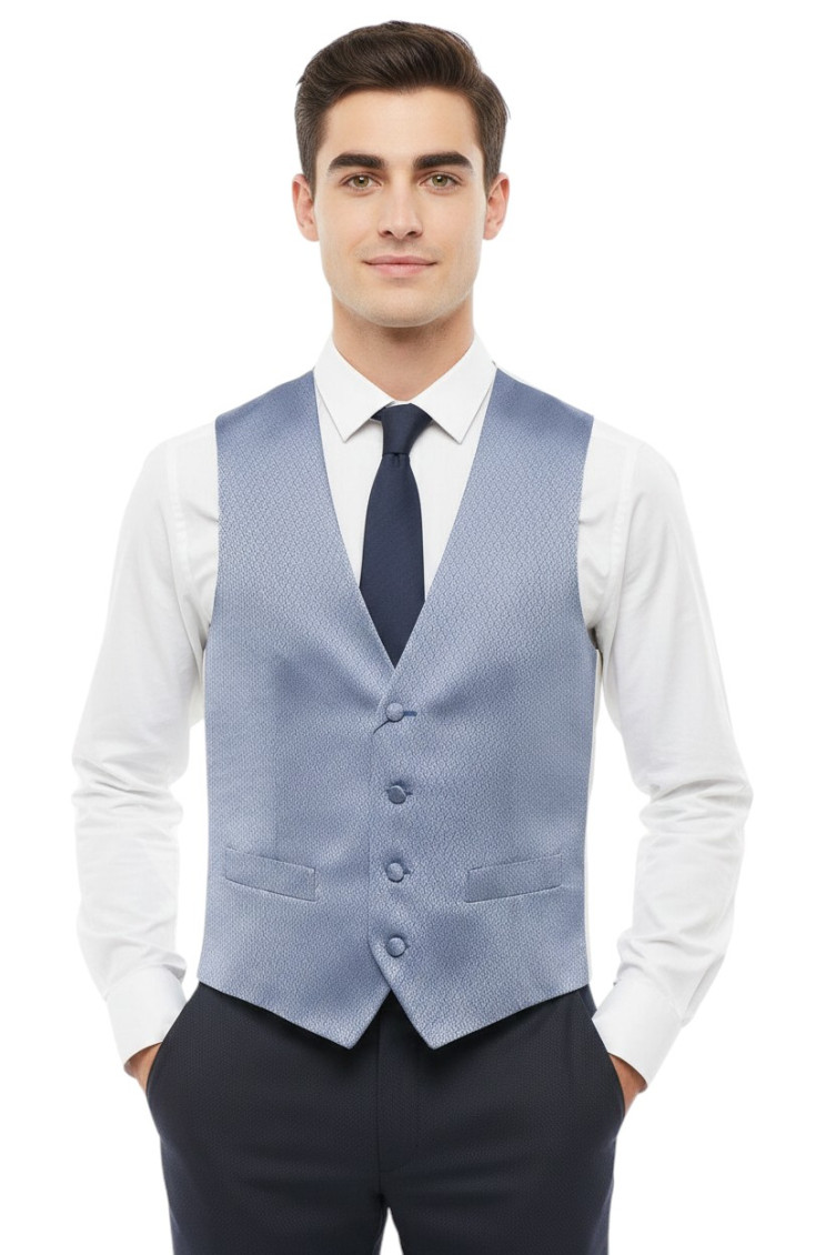 Blue Tailored V Neck Waistcoat