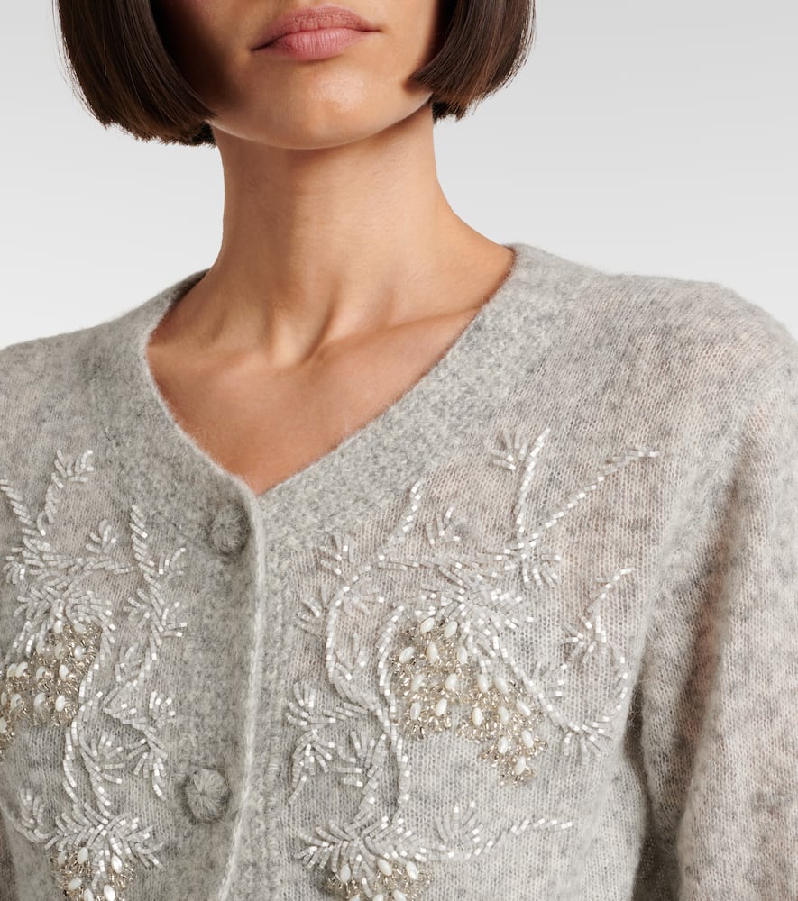 Beaded alpaca and wool-blend cardigan