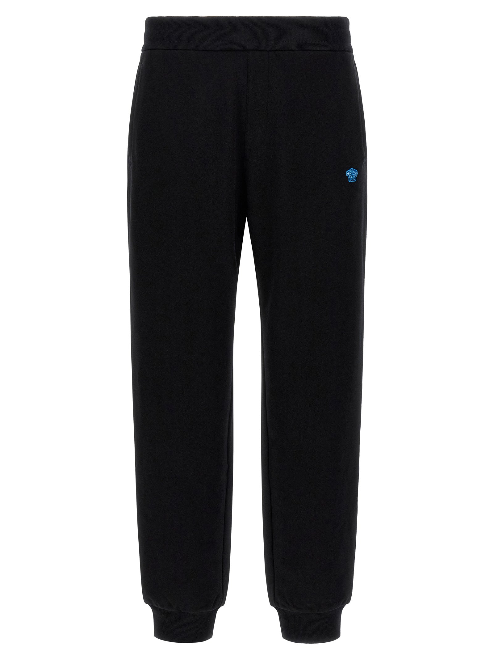 Logo-Embroidered Cotton Joggers — Black