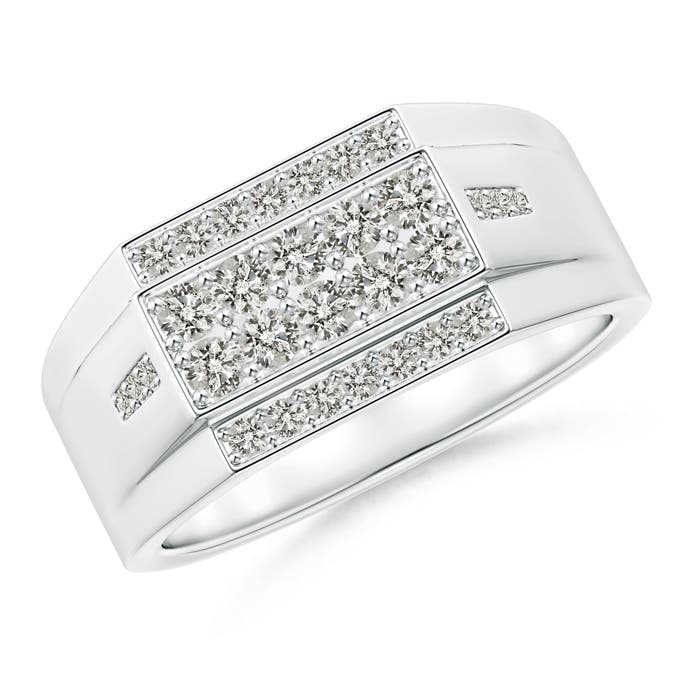 Angara 0.75 Carat Rectangular Composite Diamond Convex Men's Ring in Platinum