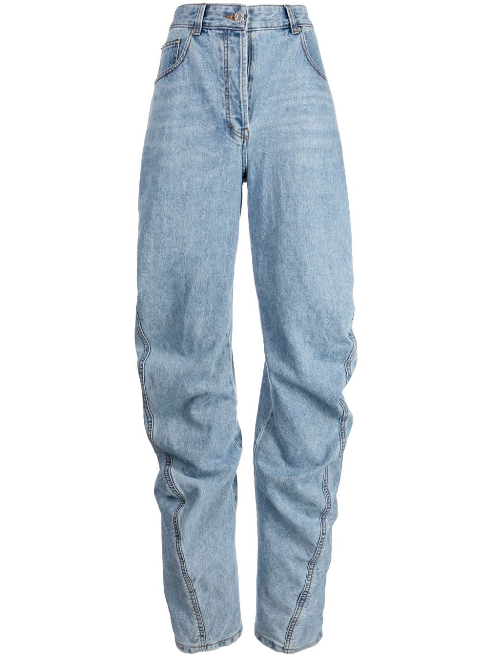 Logo-patch cotton flared jeans - Blue