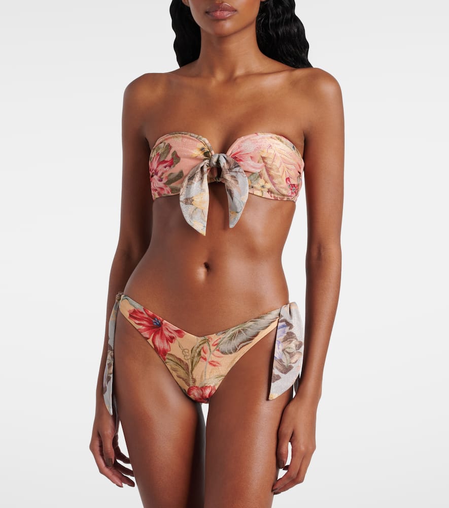 Coco bow-detail floral bikini bottoms