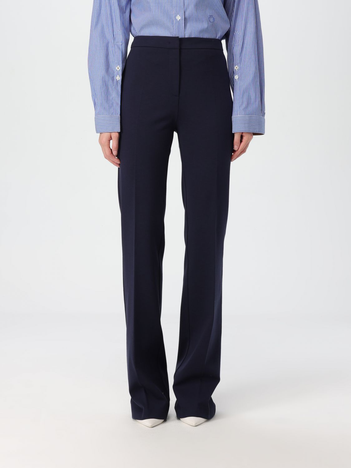 High-waisted flared trousers - White
