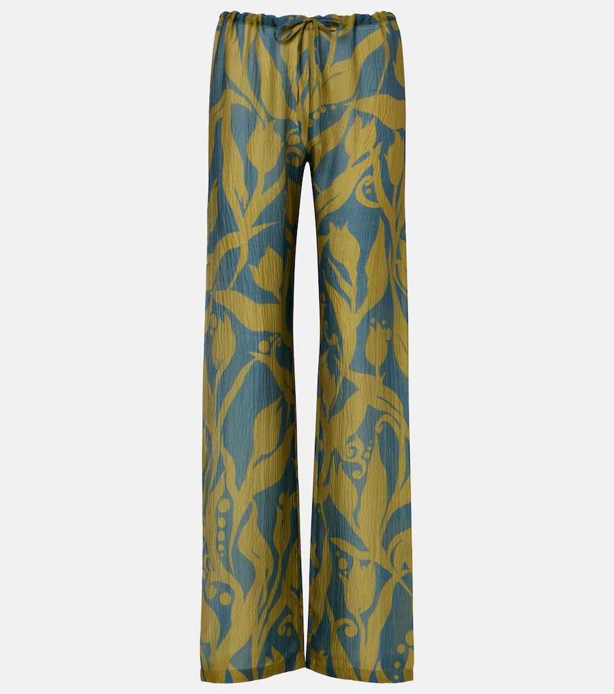 Pachas printed silk straight pants