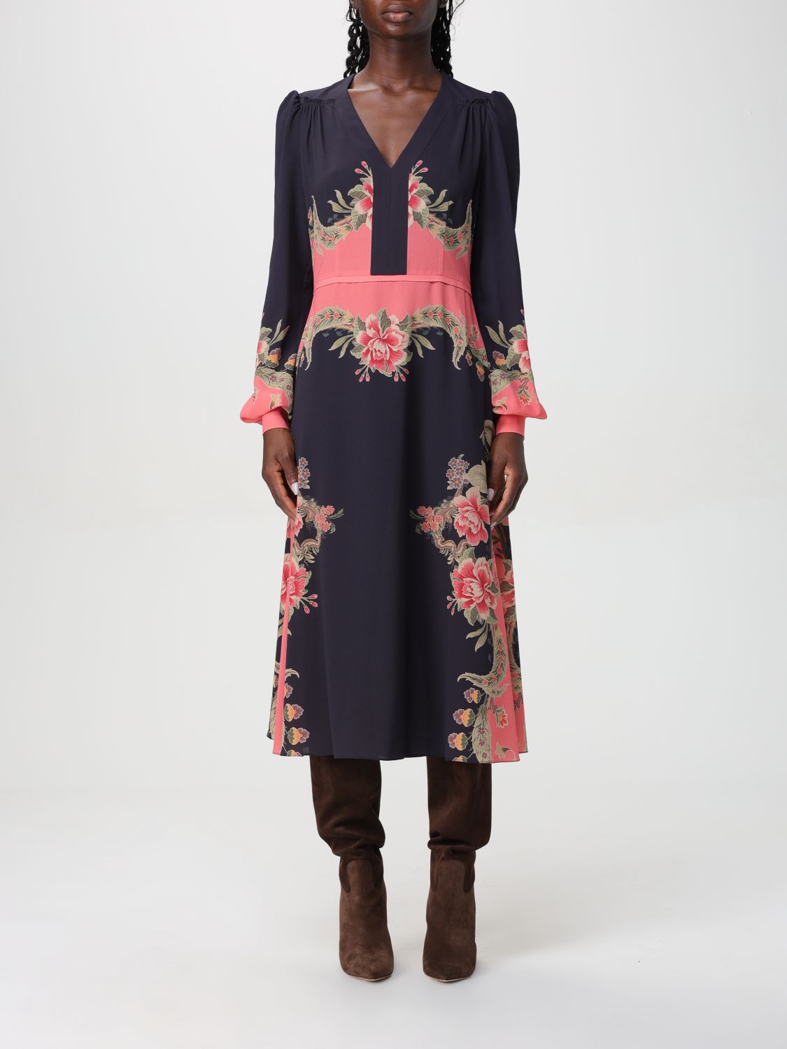 Floral-print midi dress - Blue