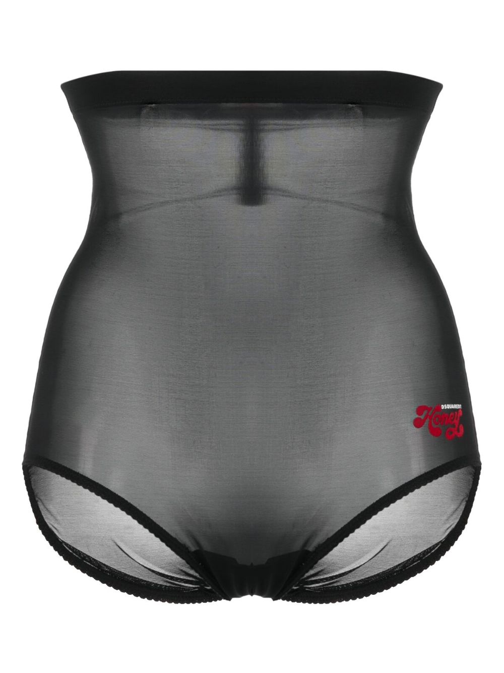 Slogan-print sheer briefs - Black