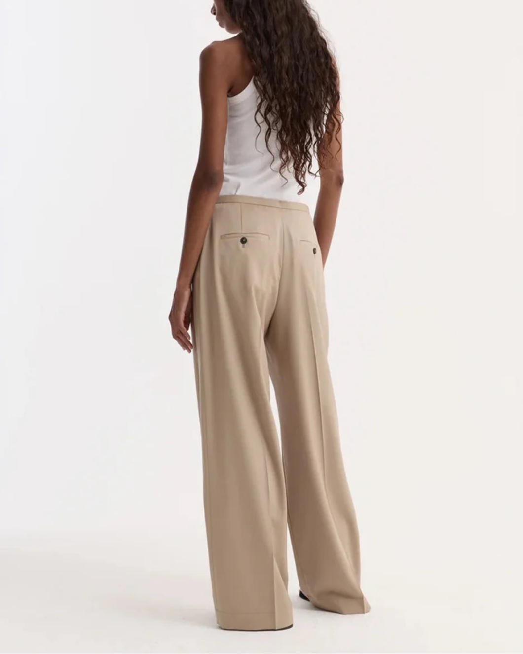 Relaxed Drawstring Trousers Beige