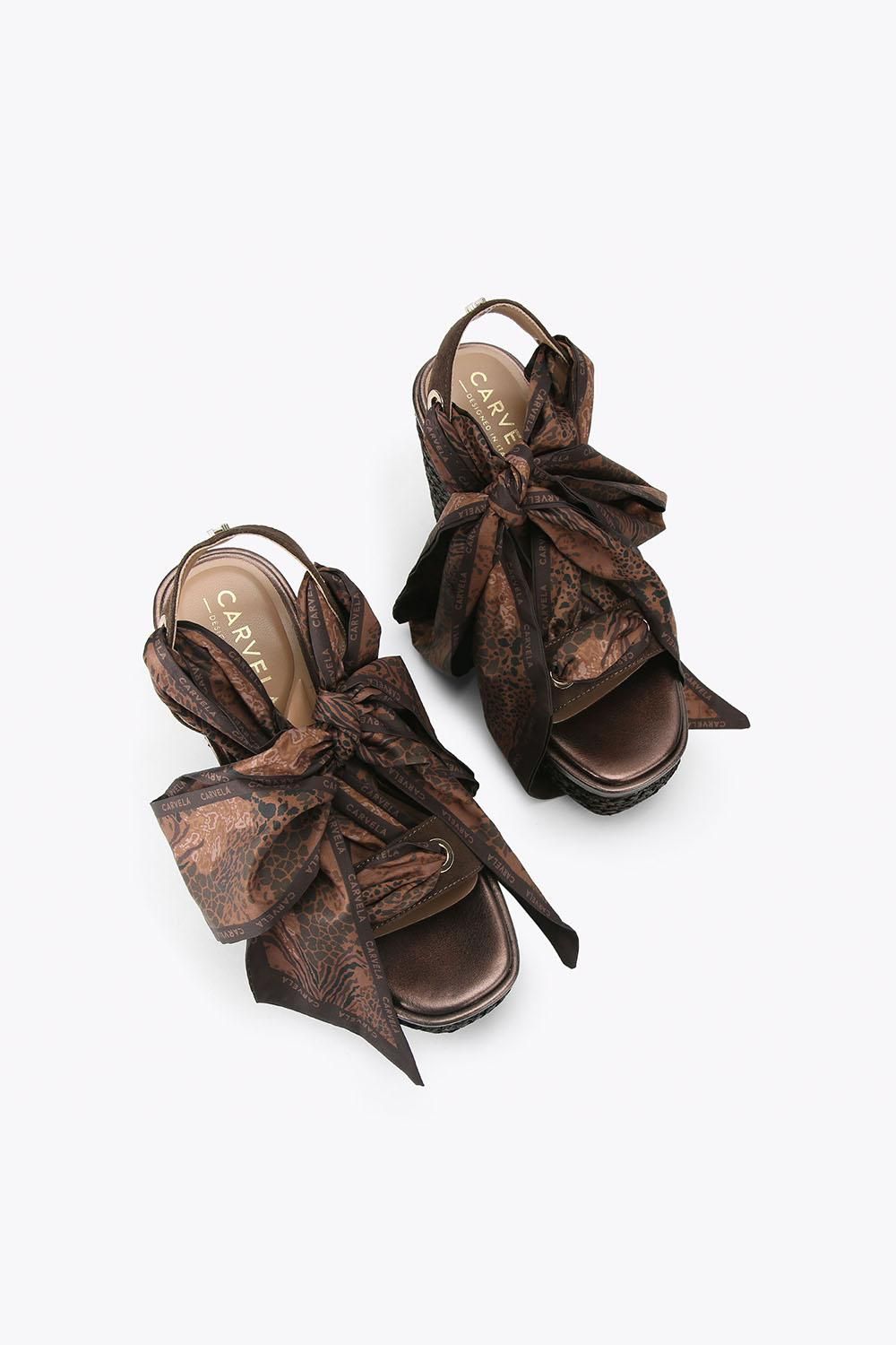 Carvela 'sorrento Scarf Wedge' Suede Heels In Brown