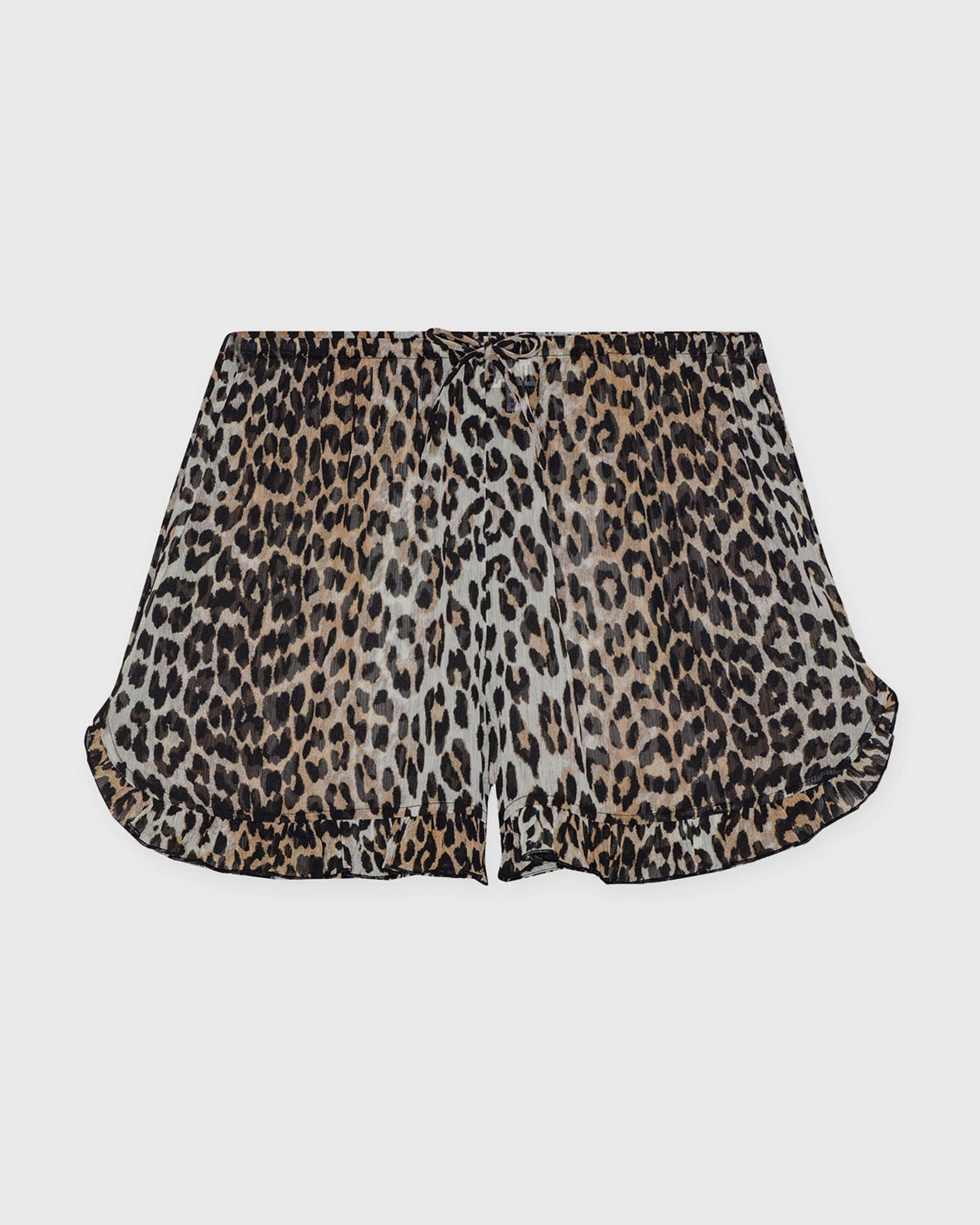Ganni Shorts Chiffon Ruffle Leopard