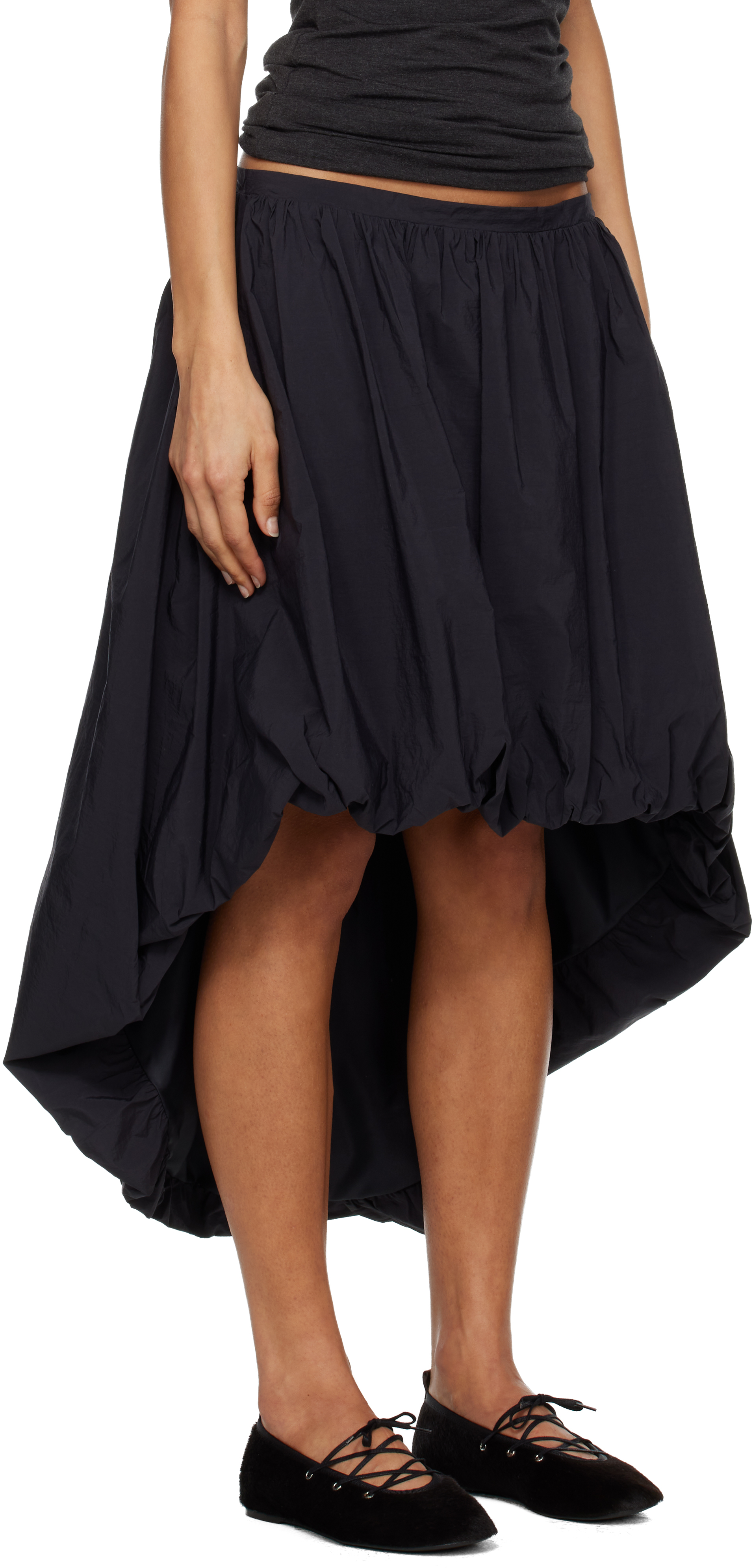 Black Fanquir Midi Skirt
