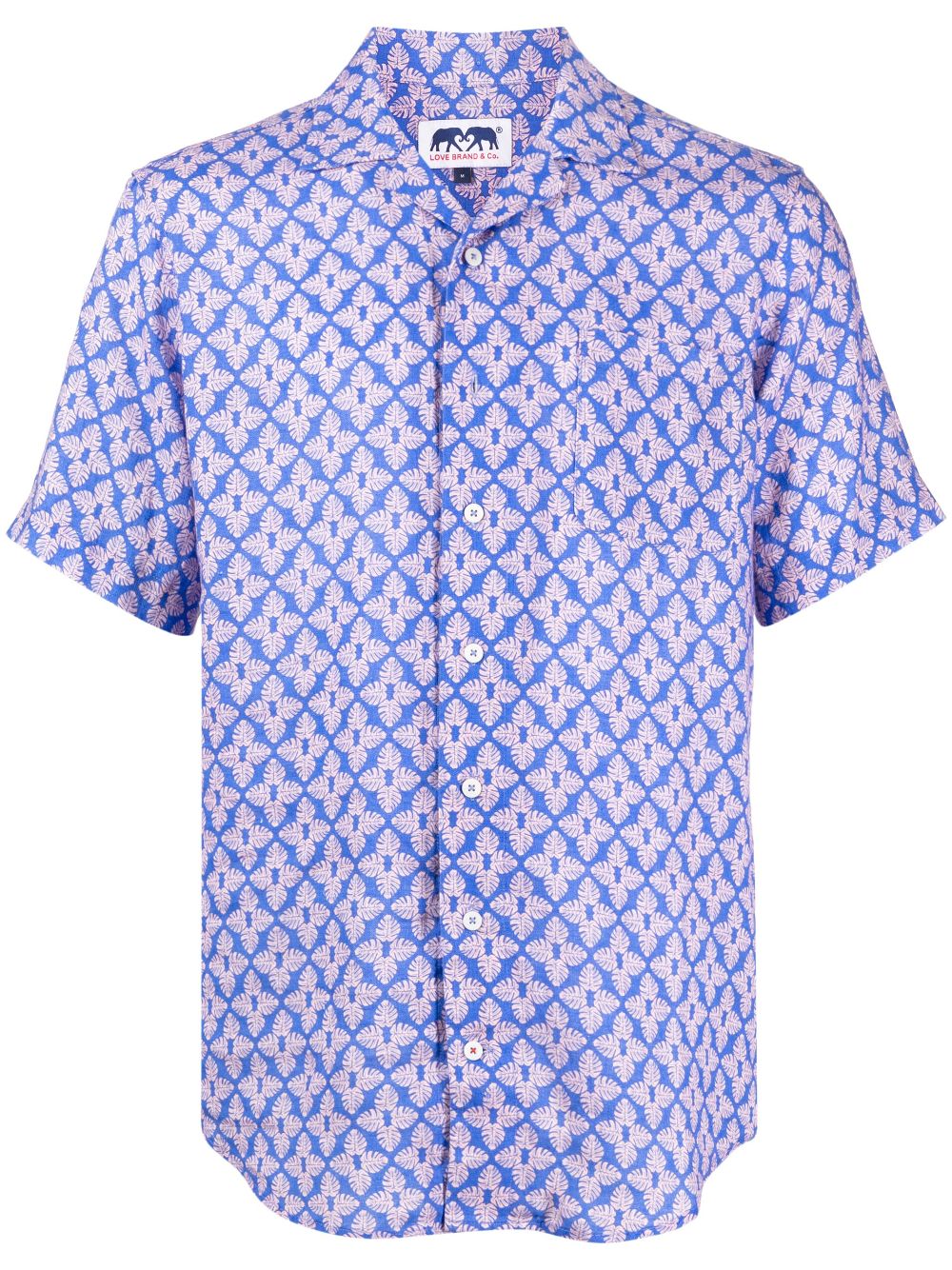 Graphic-print linen shirt - Blue