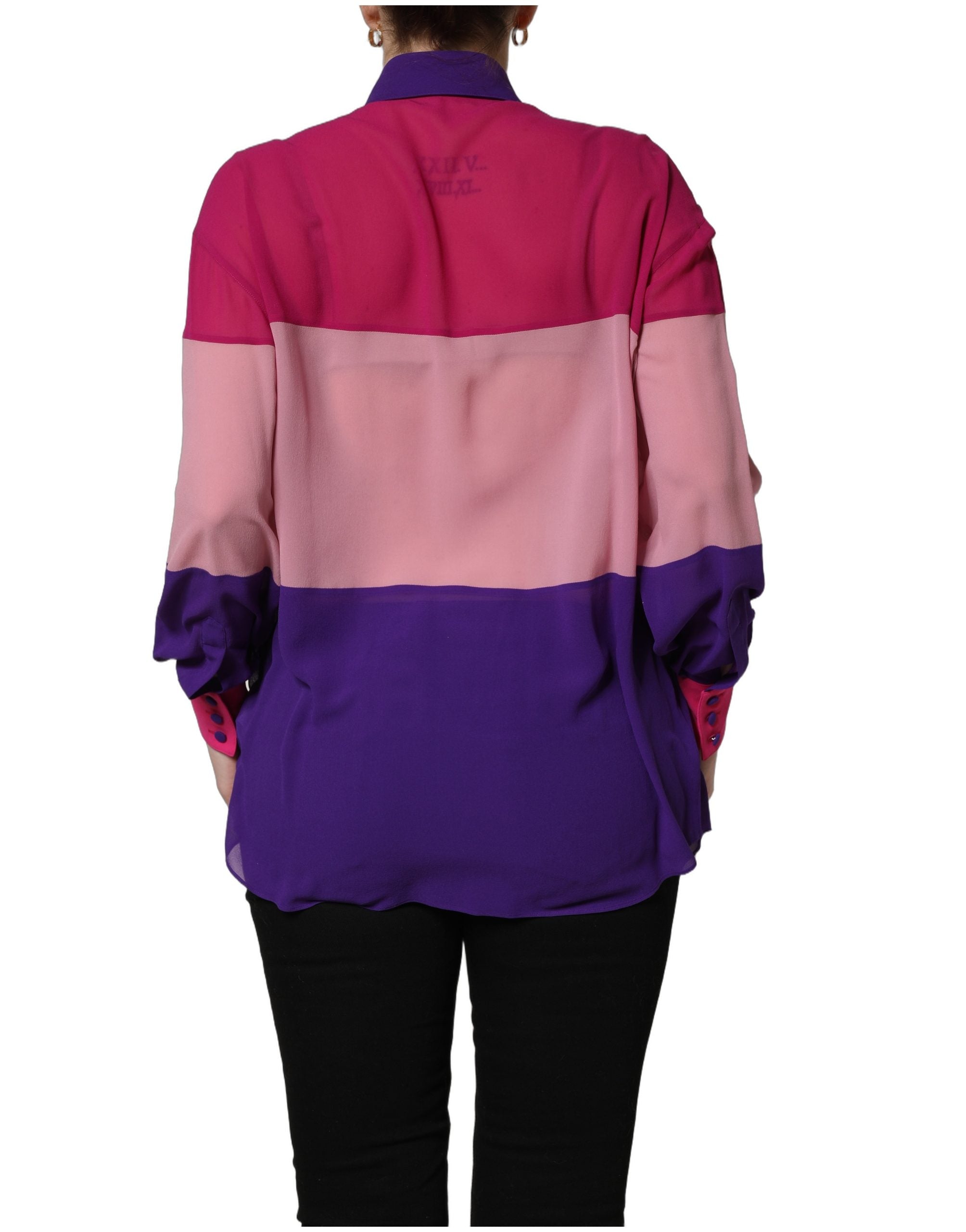 Silk Patchwork Colorblock Blouse — Multicolor