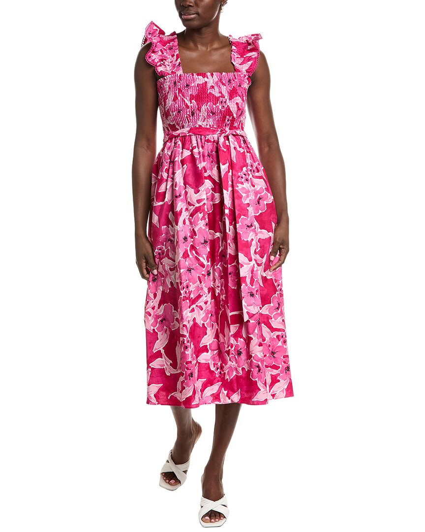 Smocked Ruffle Sleeve Midi Dress