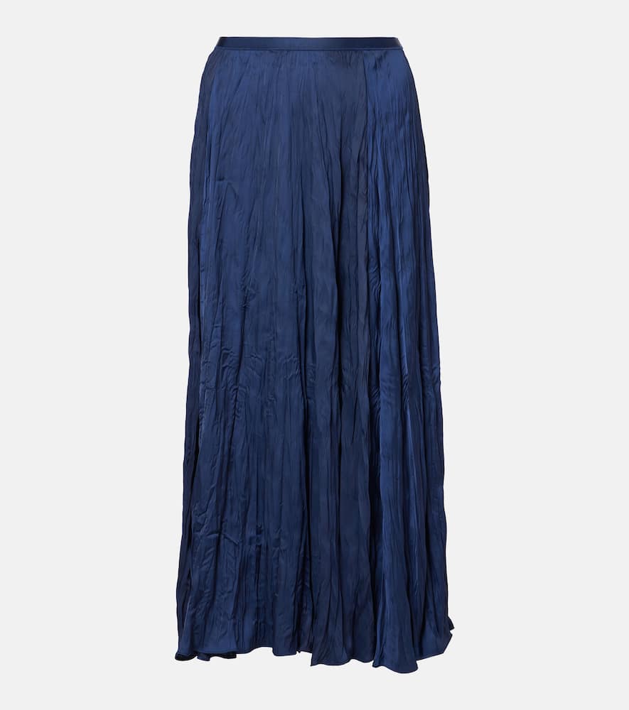 Crushed satin midi skirt