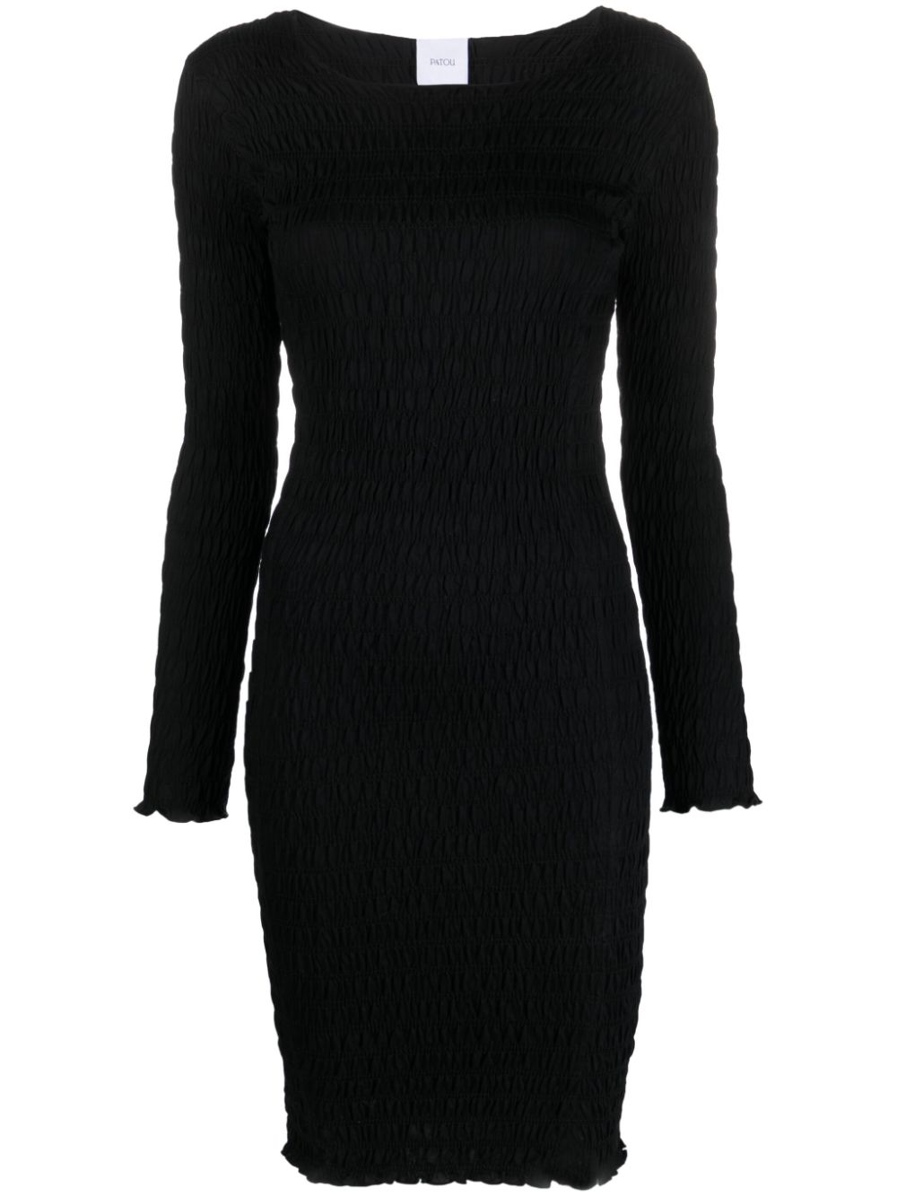 Textured-finish long-sleeve dress - Black