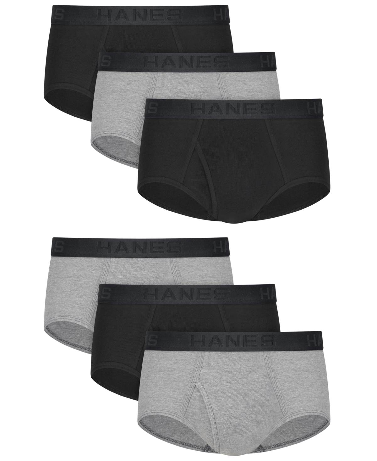 Men's Ultimate Dyed Briefs, 6-Pack - Black/Gray