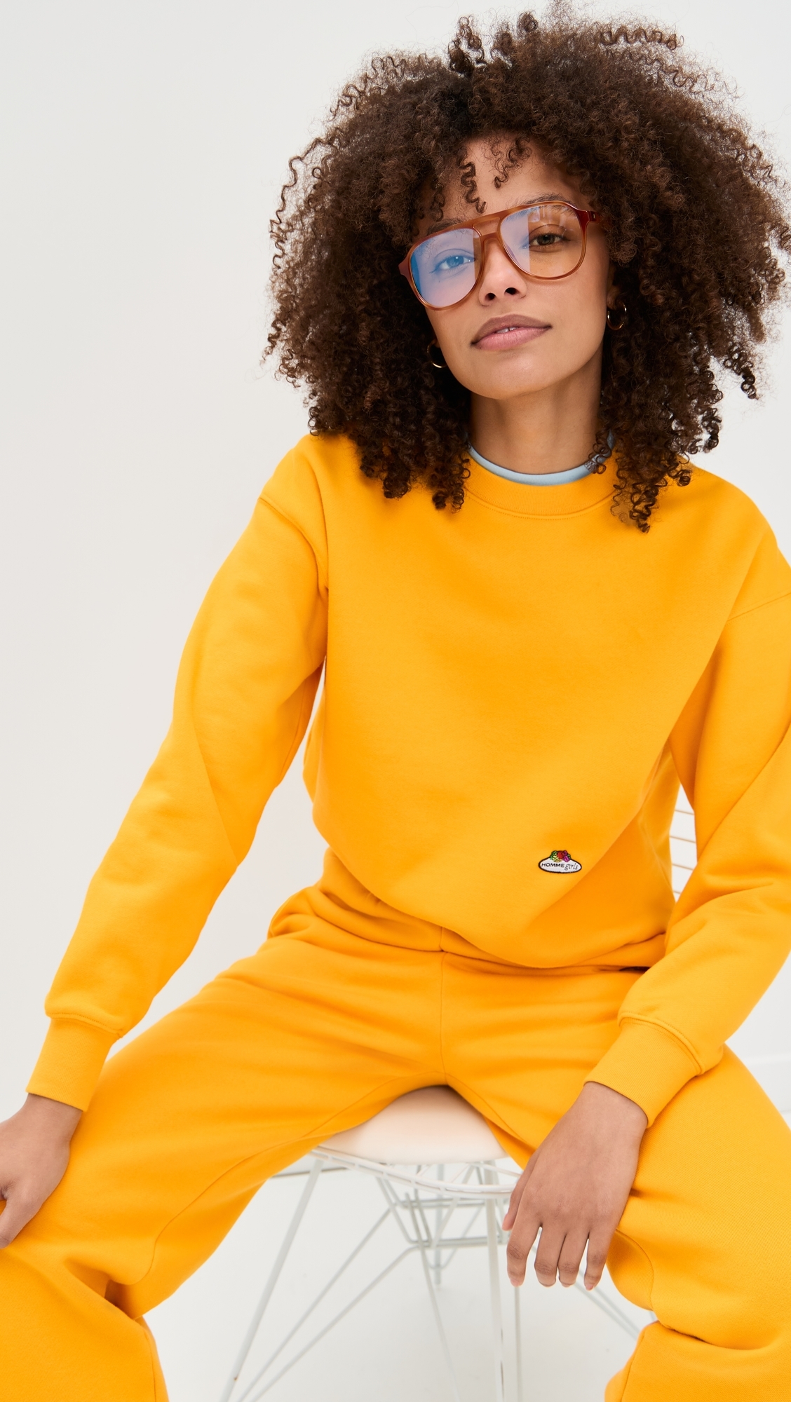 Homme Girls x Fruit of the Loom Crew Neck Sweatshirt Yellow