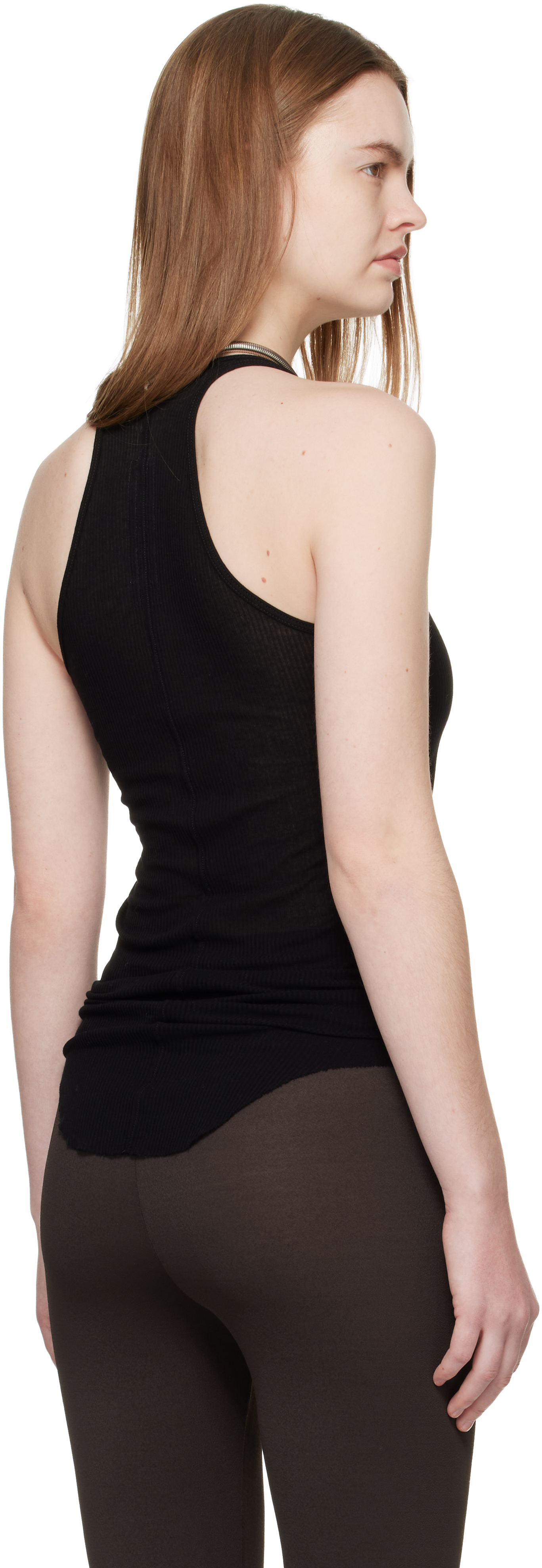 Black Temple Basic Rib Tank Top