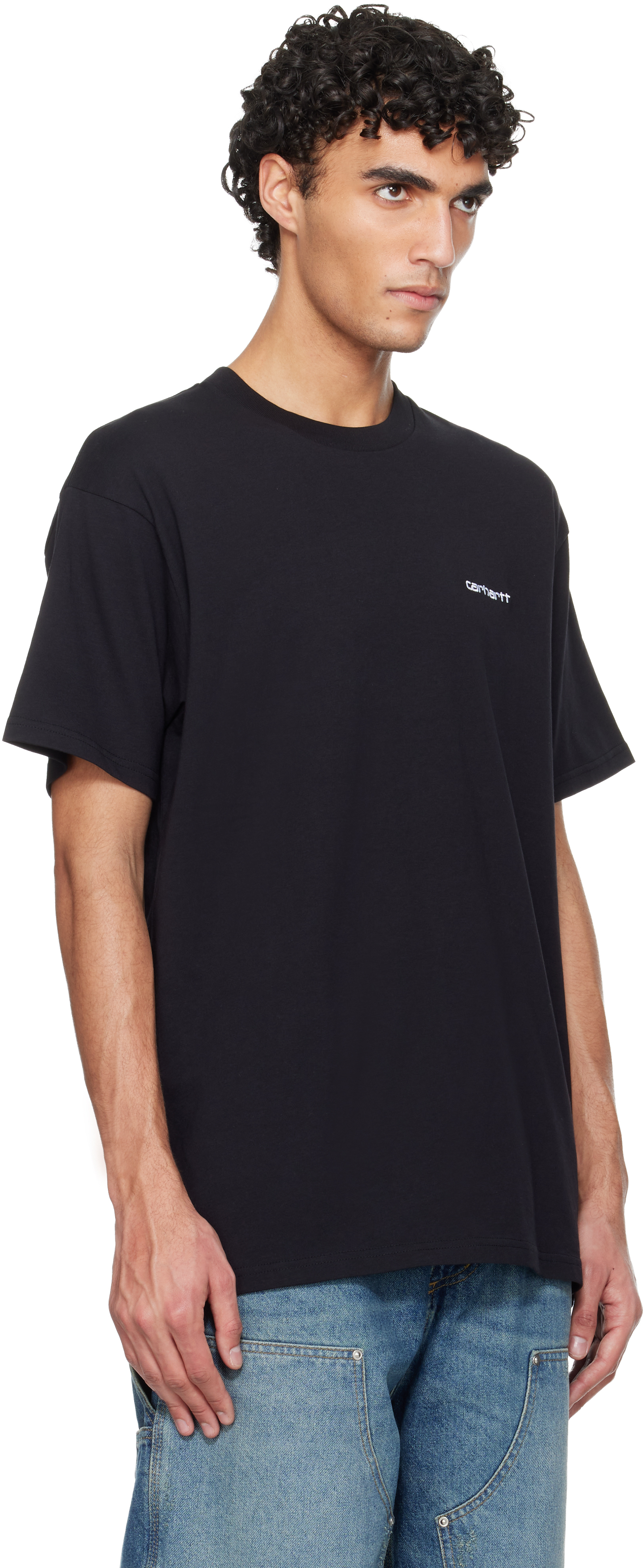 Black Script Embroidery T-shirt