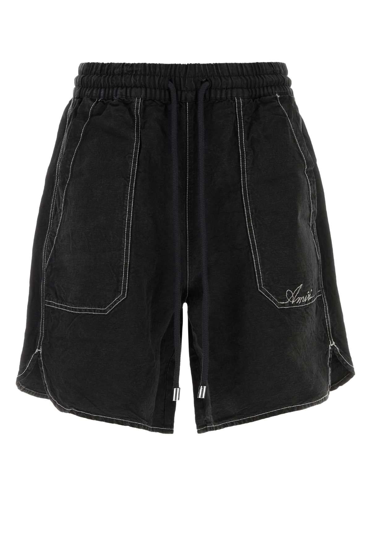 Script Bermuda Shorts — Black