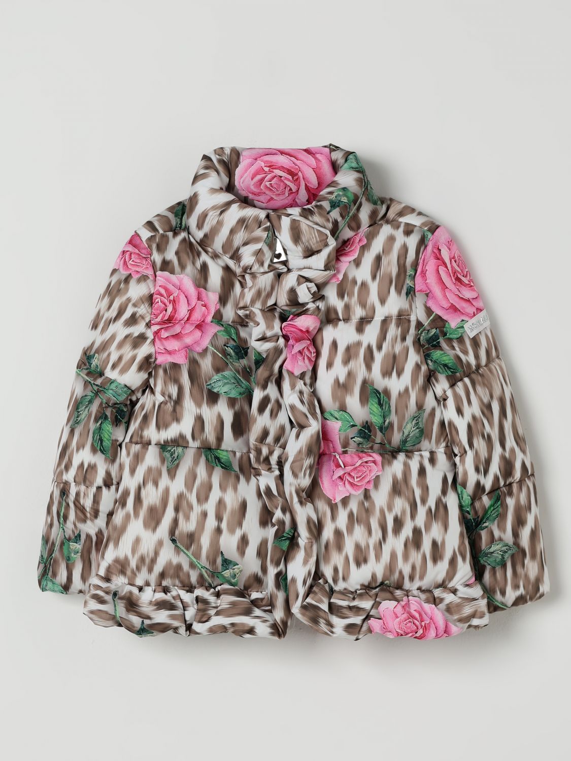Floral leopard-print puffer jacket - Brown