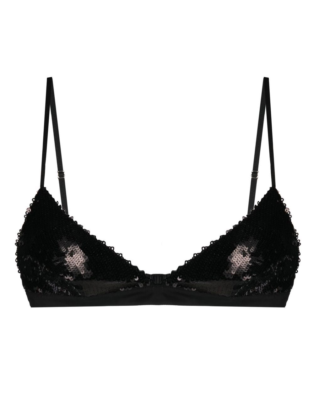 Sequin silk triangle bra - Black