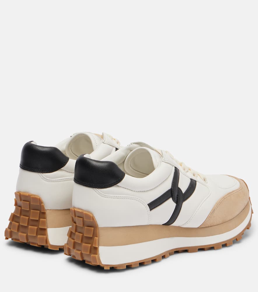 Valentina suede-trimmed leather sneakers