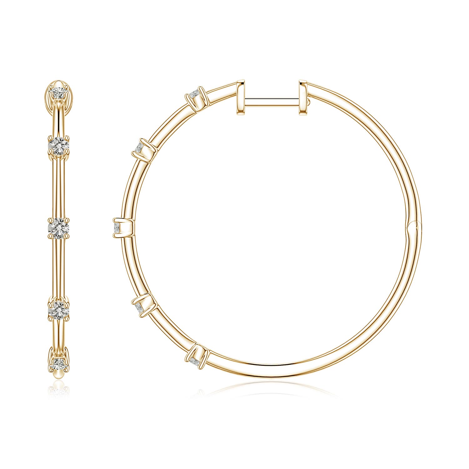 Angara 0.35 CTW Round Diamond Five-Stone Station Hoop Earrings in 14K Yellow Gold