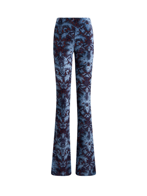 Flared Jersey And Chenille Jacquard Trousers
