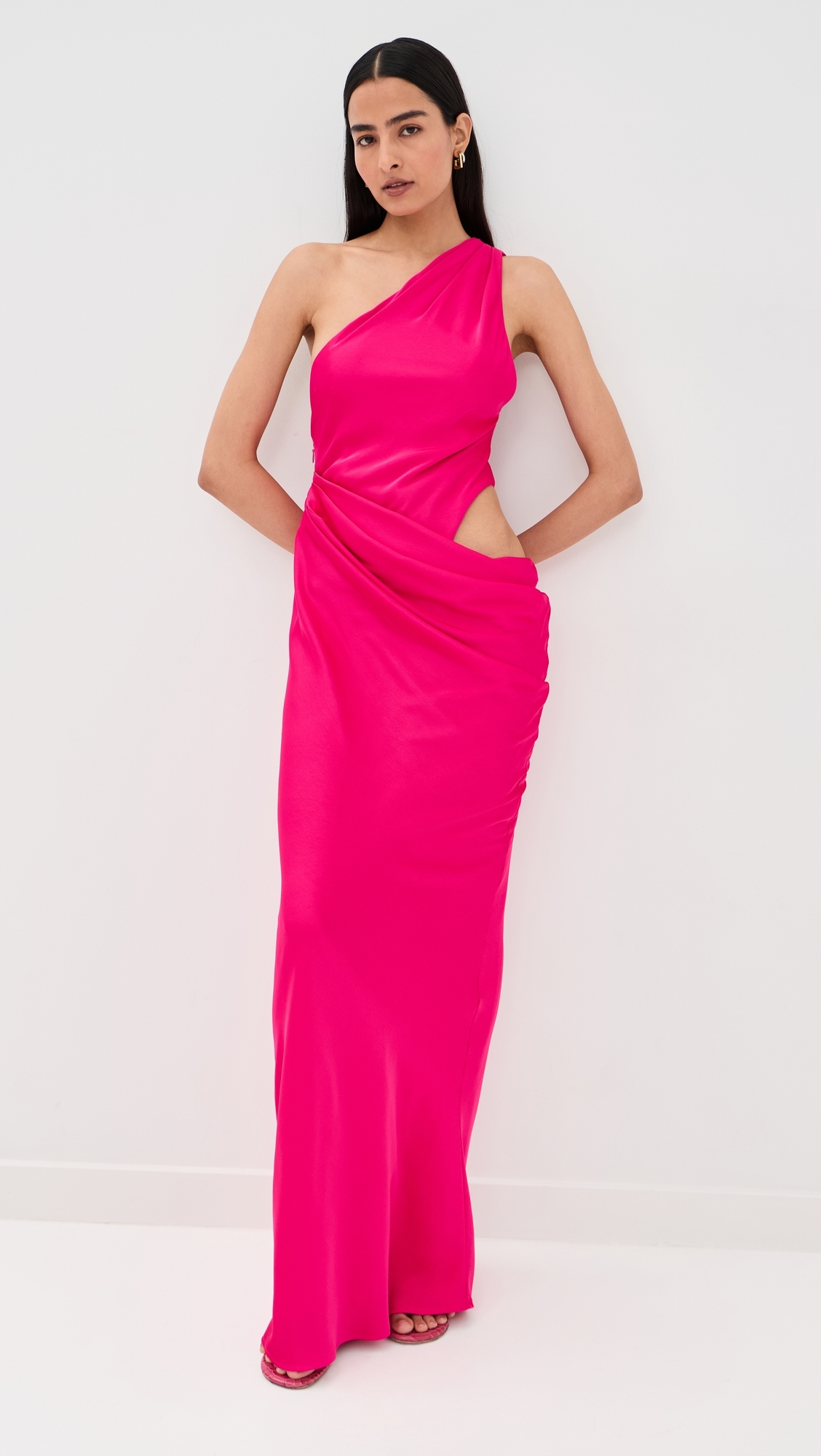 The Isadora Satin Dress Bright Rose