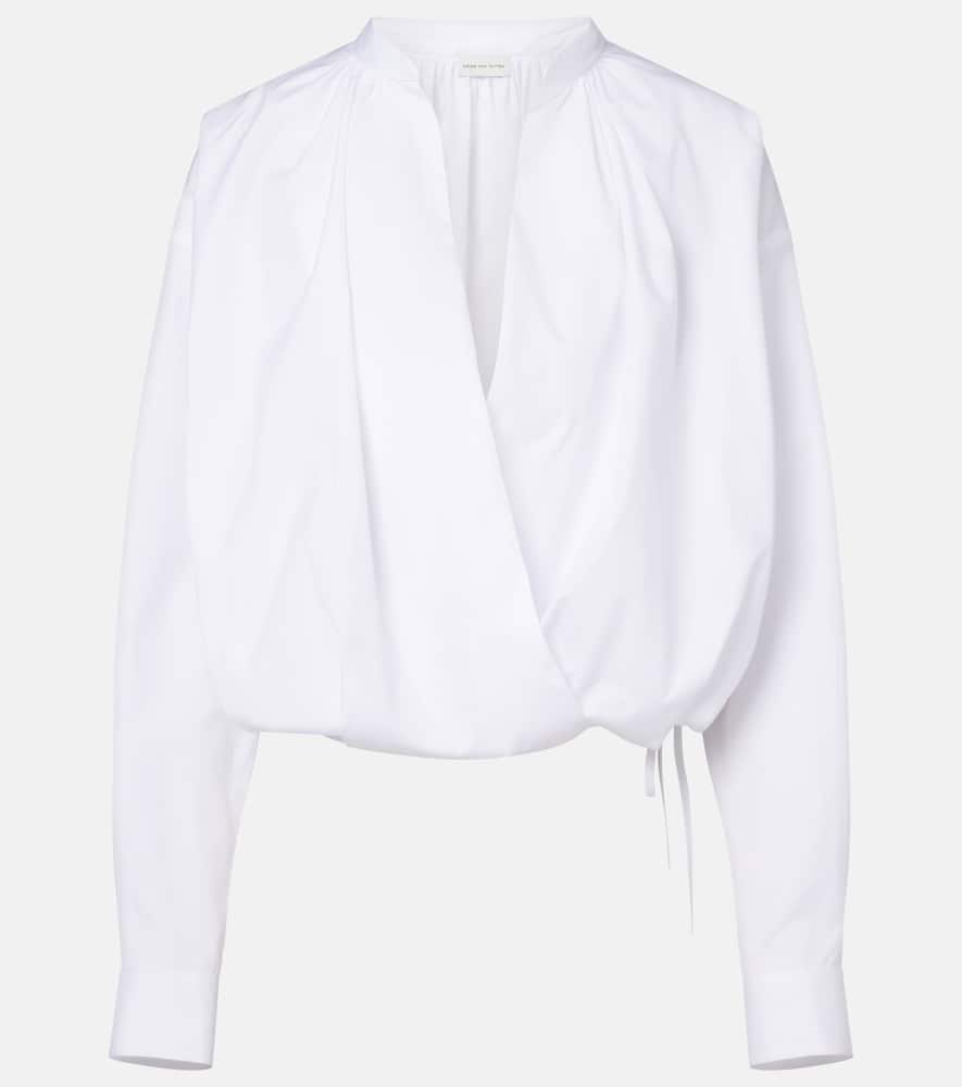 Draped cotton blouse
