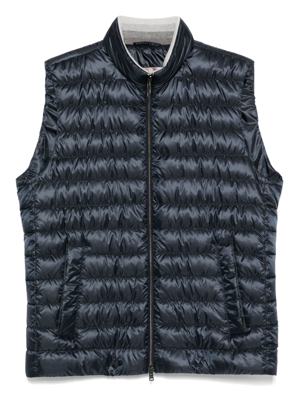 Quilted Nylon Down Vest — Navy